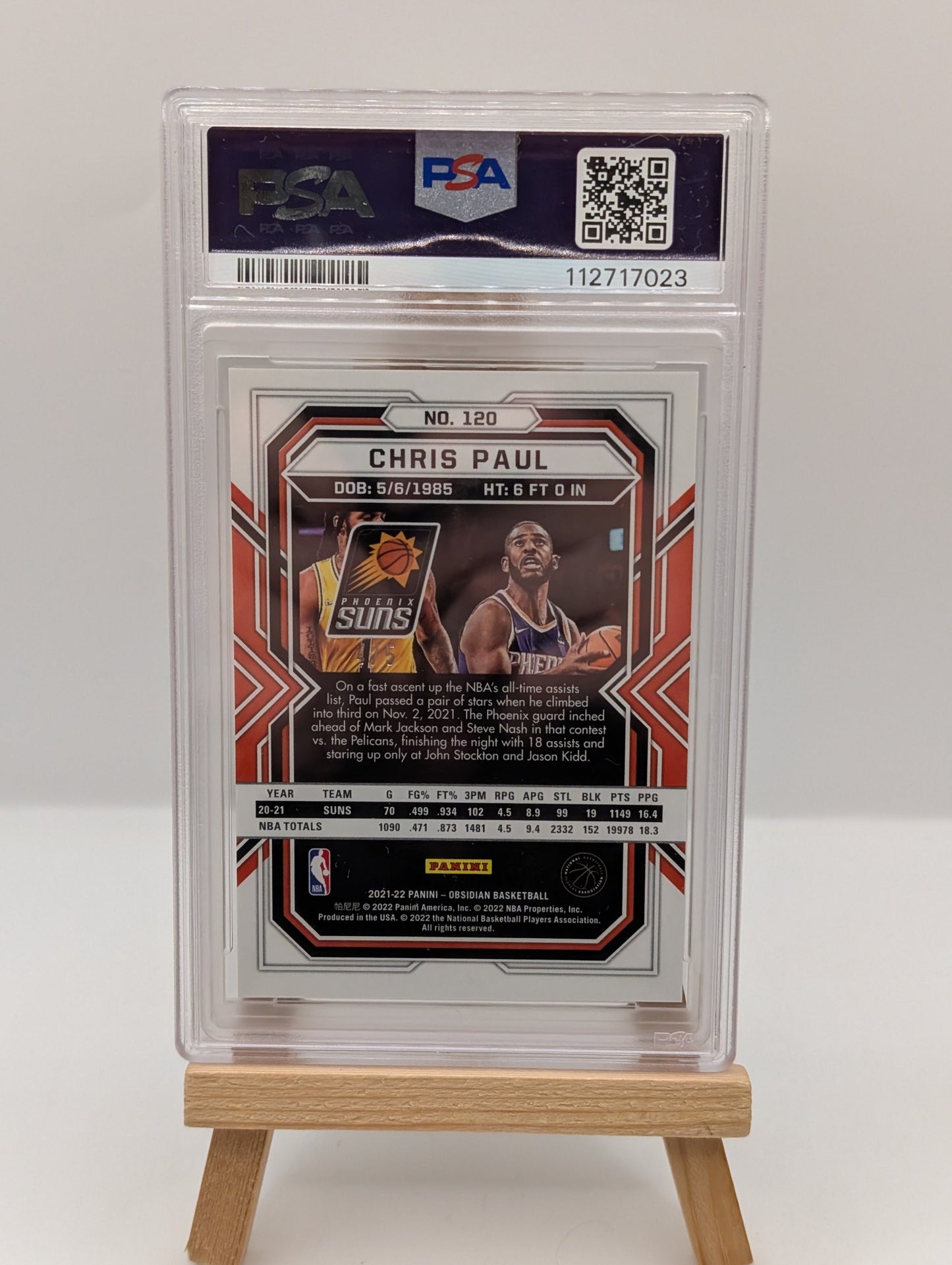 Chris Paul 2021-2022 Obsidian #120 Numbered /5 PSA 9 FRENLY BRICKS - Open 7 Days