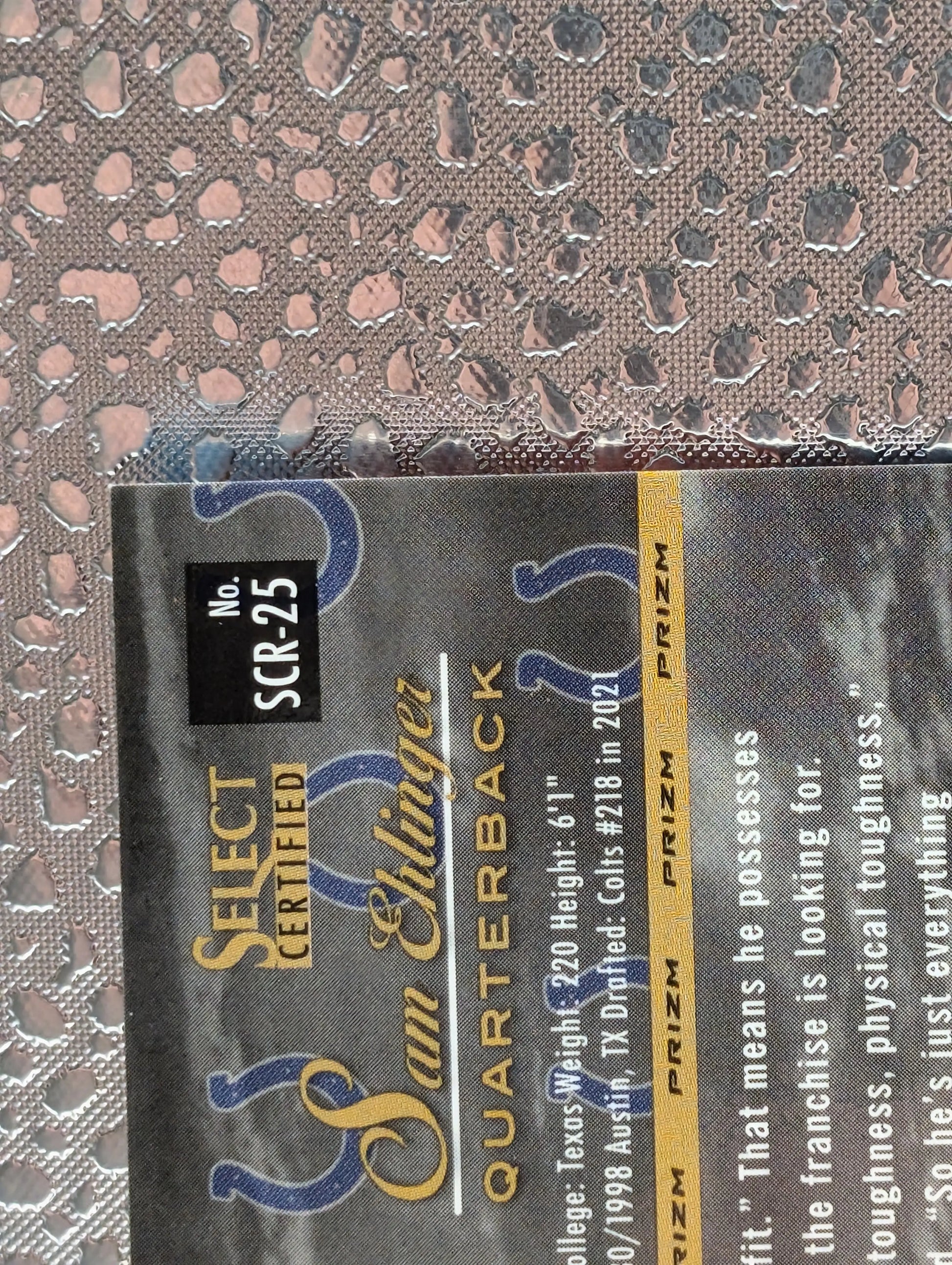 2021 Panini Select Football Sam Ehlinger Certified RC #SCR-25 Colts FRENLY BRICKS - Open 7 Days