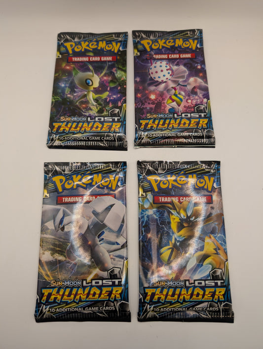 Pokemon 4x S&M Lost Thunder Booster Packs Factory Sealed - All 4 Art Sets! FRENLY BRICKS - Open 7 Days