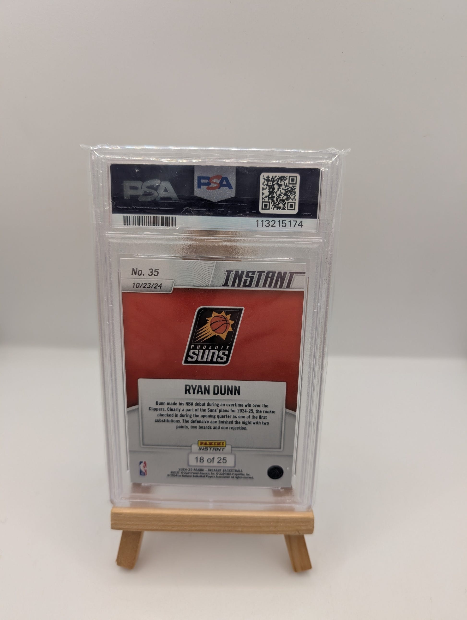 2024 Panini Instant NBA Ryan Dunn Jungle #35 PSA 9 /25 FRENLY BRICKS - Open 7 Days image 4