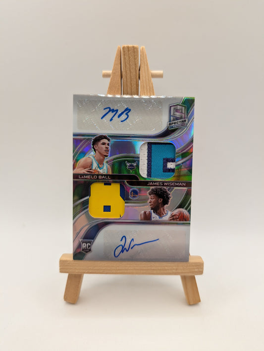 2020-21 Panini Spectra Rookie Dual Patch Auto LaMELO BALL JAMES WISEMAN /5 RC FRENLY BRICKS - Open 7 Days