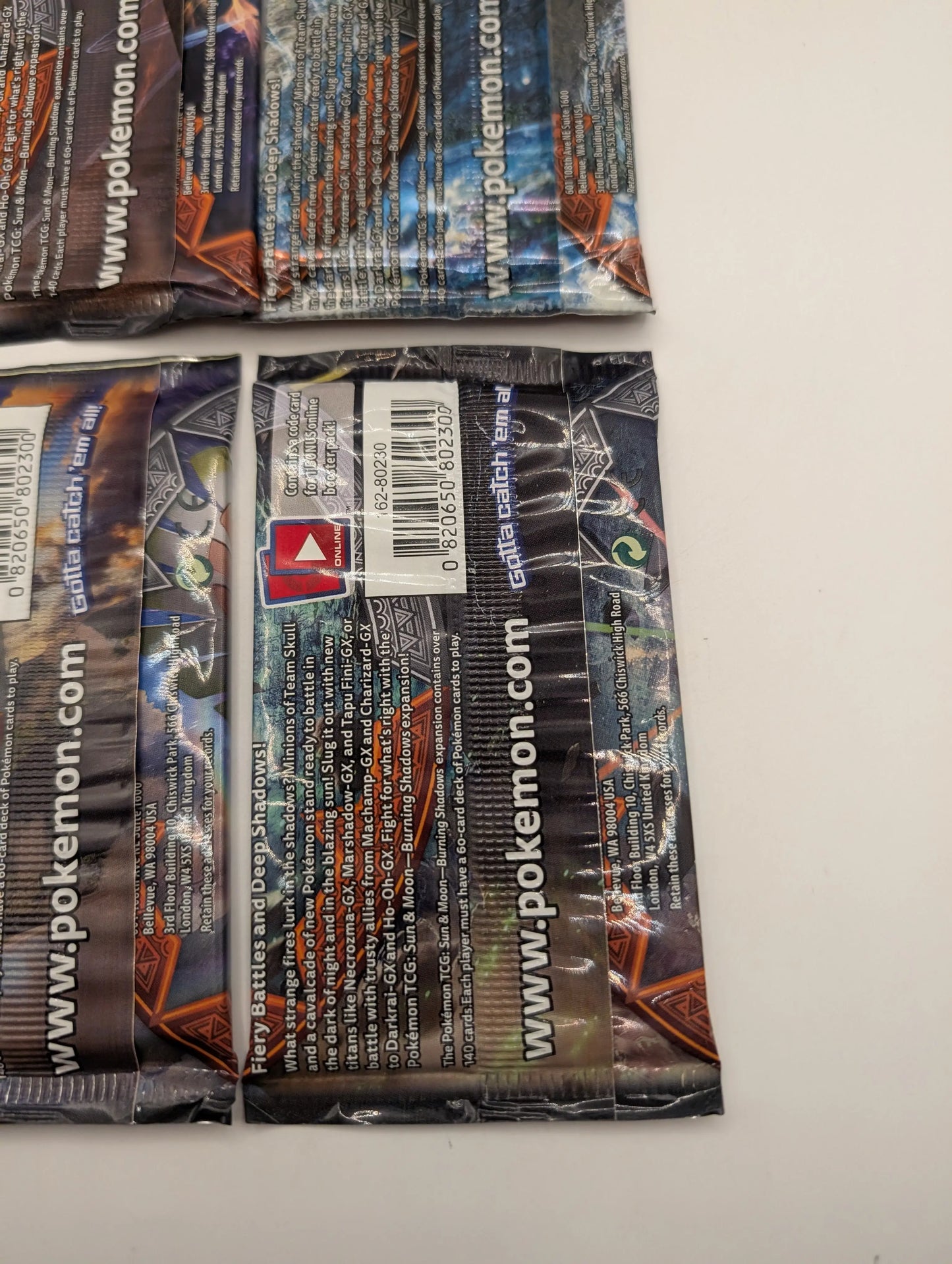 POKEMON TCG BURNING SHADOWS BOOSTER PACKS COMPLETE ART SET 4 SEALED PACKS NEW FRENLY BRICKS - Open 7 Days