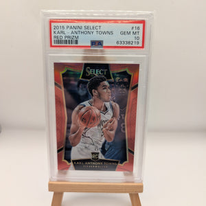 2015-16 Panini Select-Concourse Karl-Anthony Towns #16 Red Prizm /149 PSA 10 RC FRENLY BRICKS - Open 7 Days