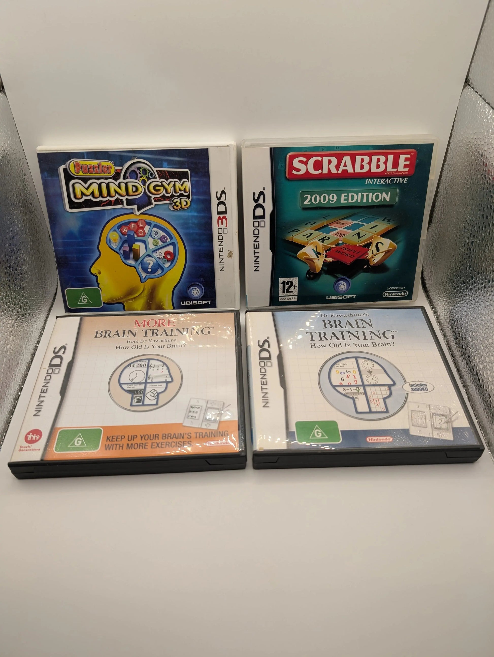 NINTENDO DS Brain Training Game Lot x 4 Games - Includes Manuals, Tested, Pal Scrabble FRENLY BRICKS - Open 7 Days