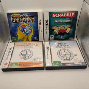 NINTENDO DS Brain Training Game Lot x 4 Games - Includes Manuals, Tested, Pal Scrabble FRENLY BRICKS - Open 7 Days