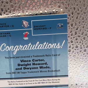 D Wade, V Carter, D Howard All Star Game Relics /25 - Topps Trademark Moves TTR-CHW FRENLY BRICKS - Open 7 Days