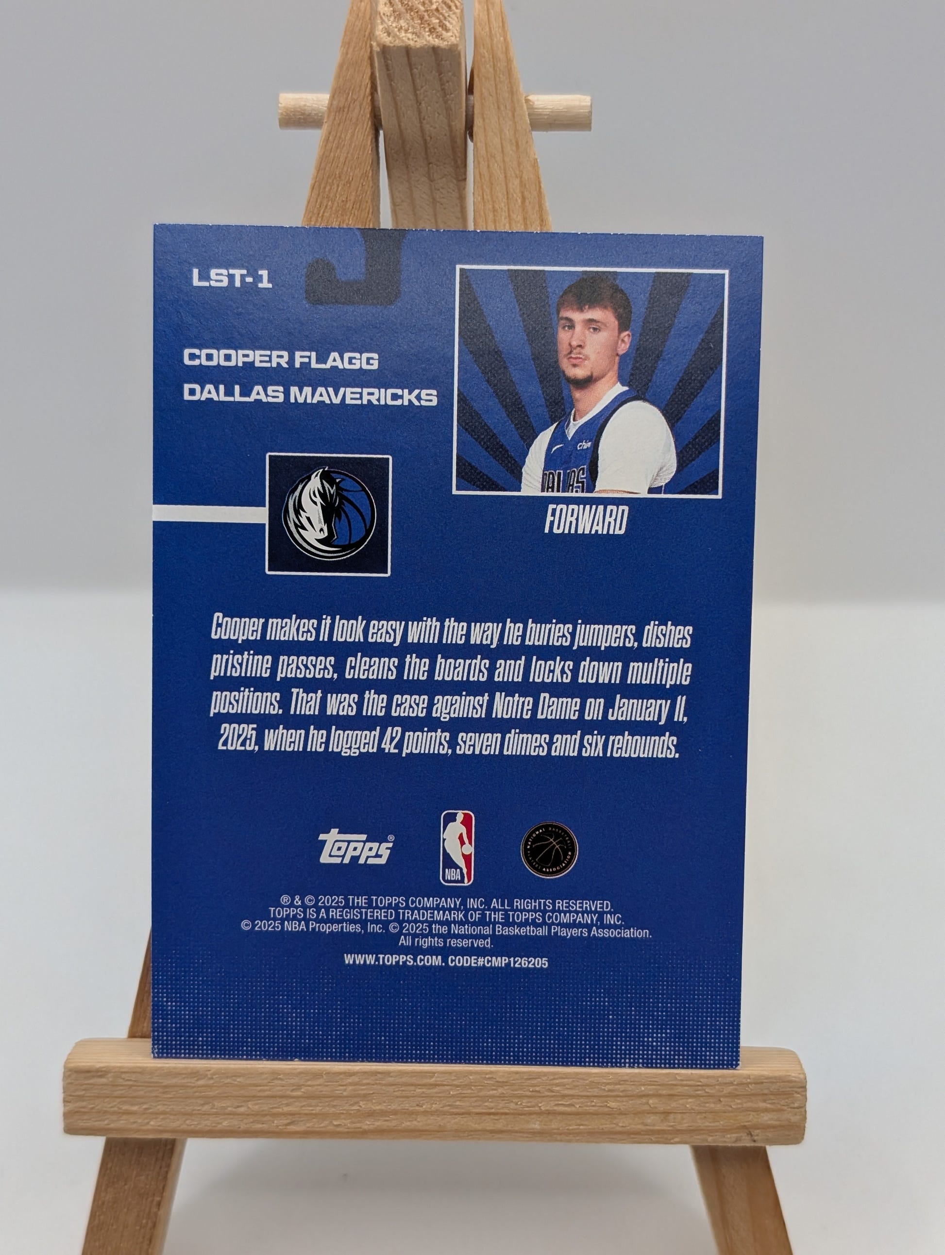 2025-26 Topps Basketball Cooper Flagg Limited Stock Legends #LST-1 RC Mavericks FRENLY BRICKS - Open 7 Days image 3