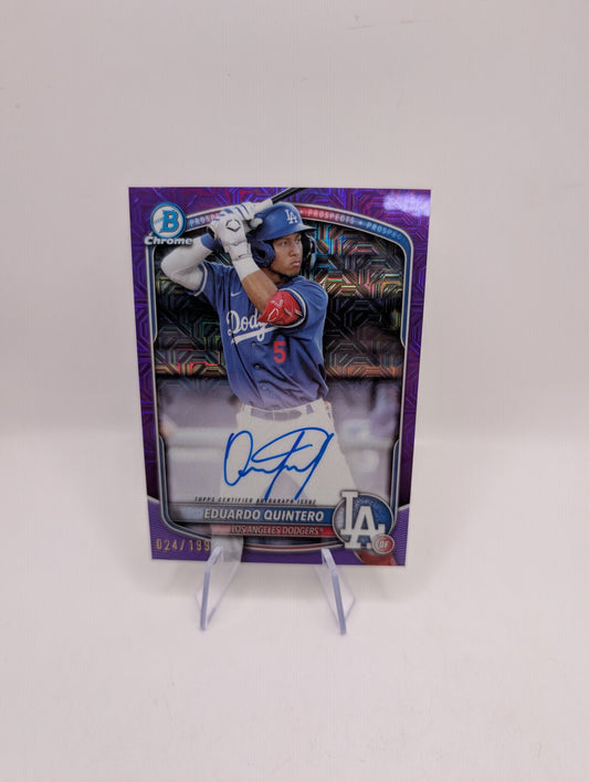 2025 Bowman Chrome Eduardo Quintero Purple Mojo Auto /199 Dodgers FRENLY BRICKS - Open 7 Days