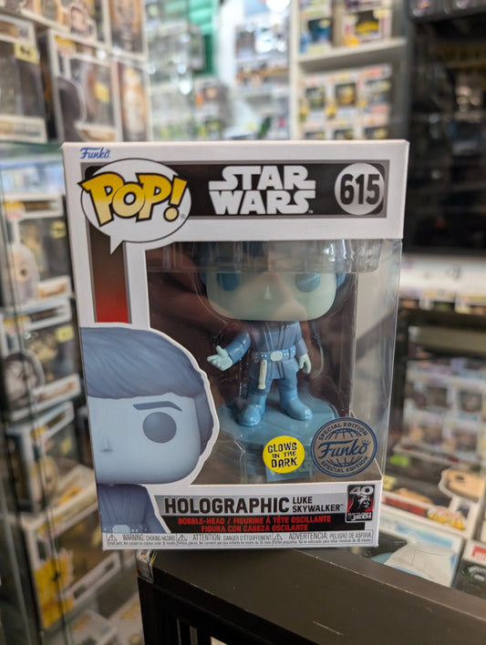 Funko Pop Star Wars 40th Anniversary Holographic Luke Skywalker Glow in the Dark FRENLY BRICKS - Open 7 Days