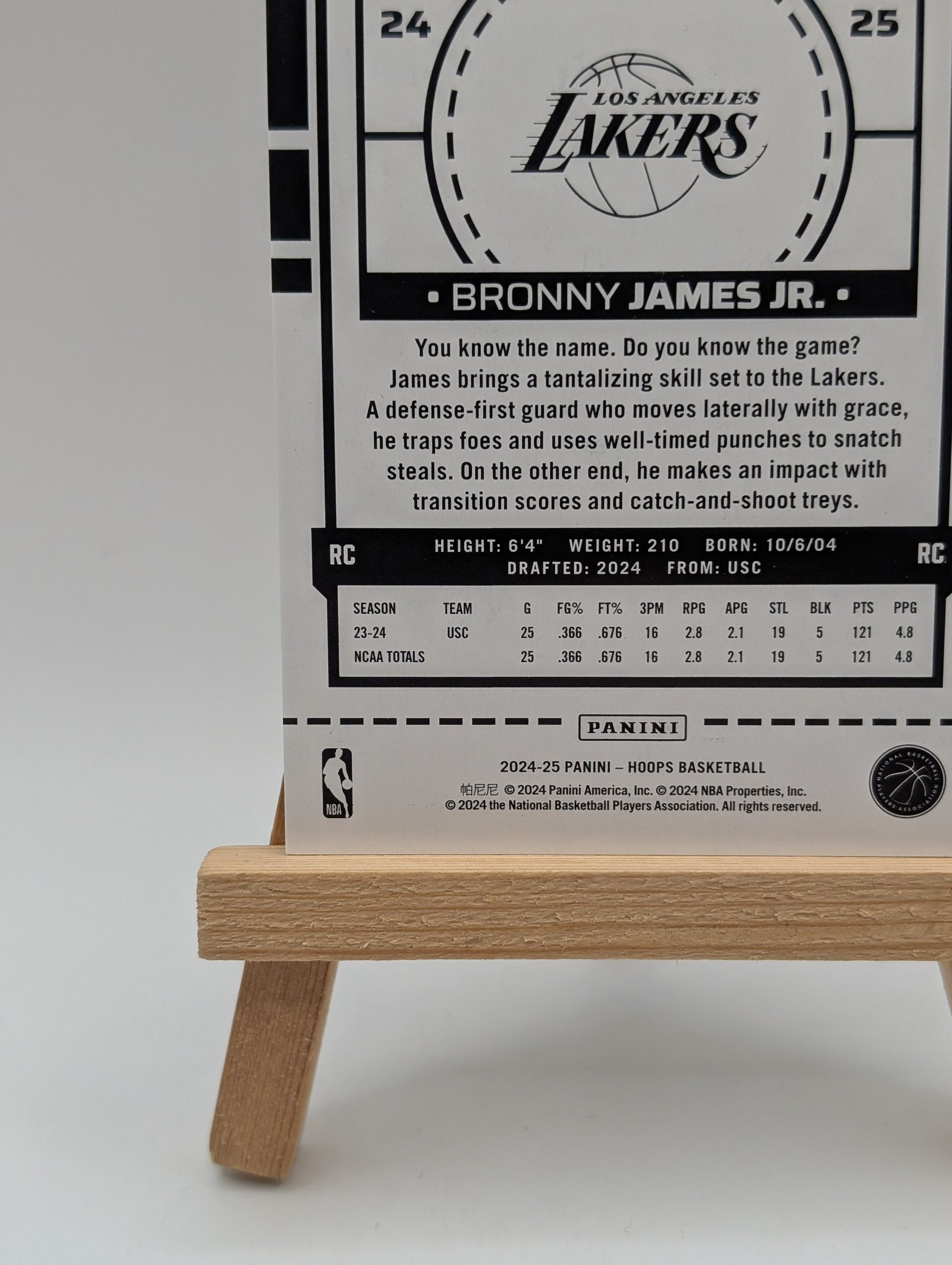 2024-25 BRONNY JAMES JR /99 PANINI HOOPS ROOKIE RC #280