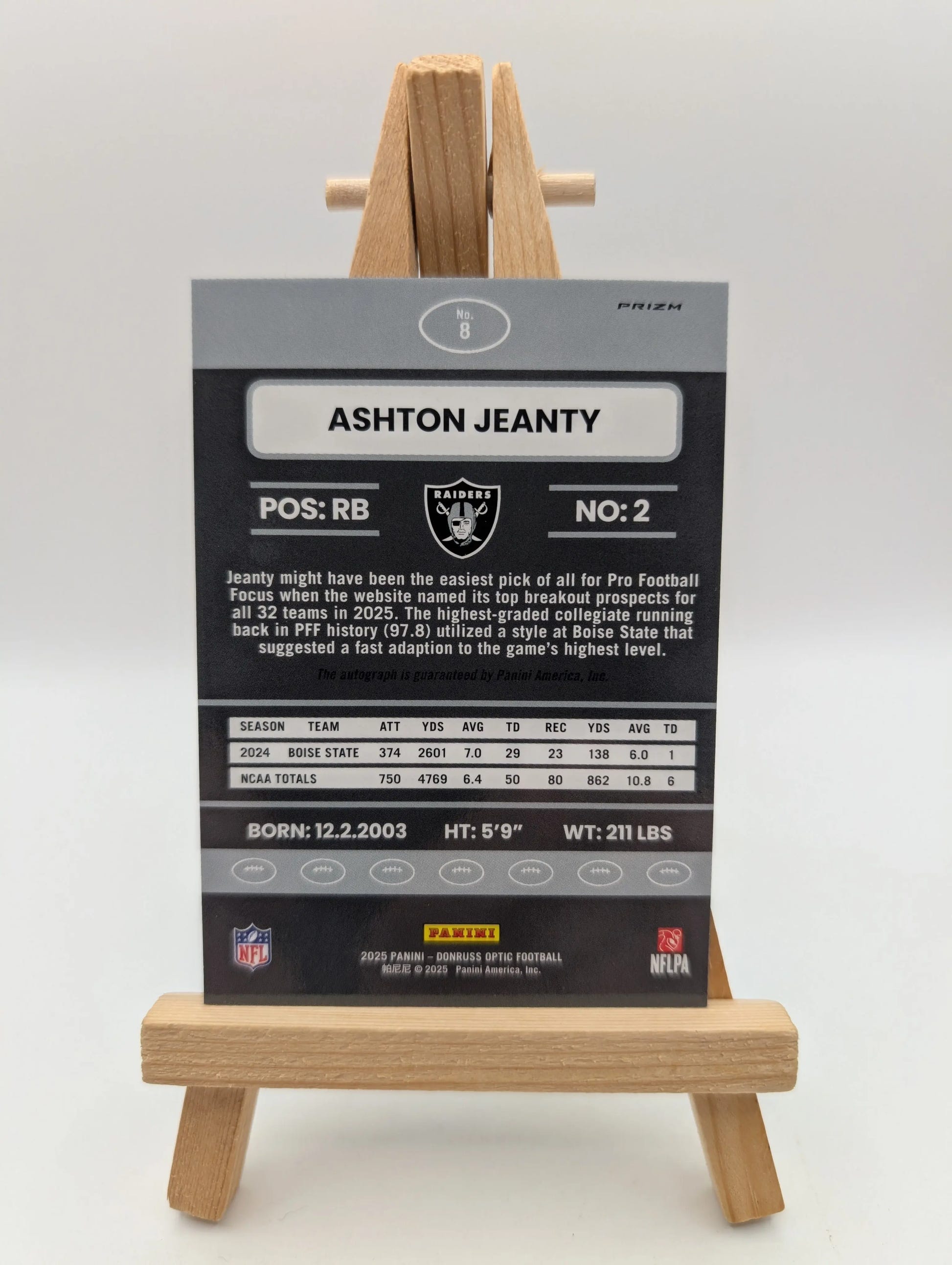 2025 Donruss Optic Retro Ashton Jeanty Prizm Auto #8 Rookie Raiders RC Autograph FRENLY BRICKS - Open 7 Days image 4