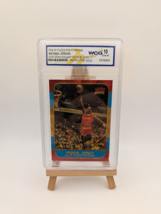 MICHAEL JORDAN 1996 FLEER POLYCHROME 10TH ANN REFRACTOR GOLD ROOKIE WCCG10 FRENLY BRICKS - Open 7 Days