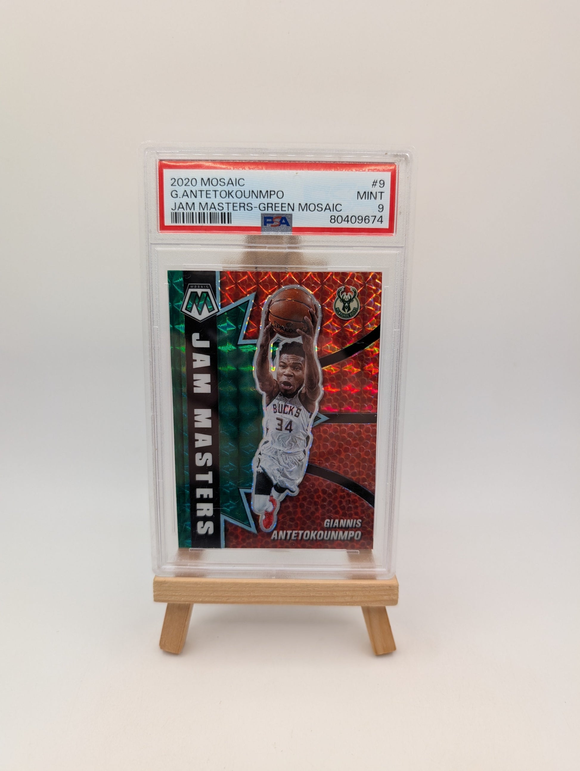 GIANNIS ANTETOKOUNMPO 2020 MOSAIC PSA 9 JAM MASTERS GREEN PRIZM MILWAUKEE BUCKS FRENLY BRICKS - Open 7 Days