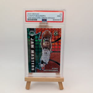 GIANNIS ANTETOKOUNMPO 2020 MOSAIC PSA 9 JAM MASTERS GREEN PRIZM MILWAUKEE BUCKS FRENLY BRICKS - Open 7 Days