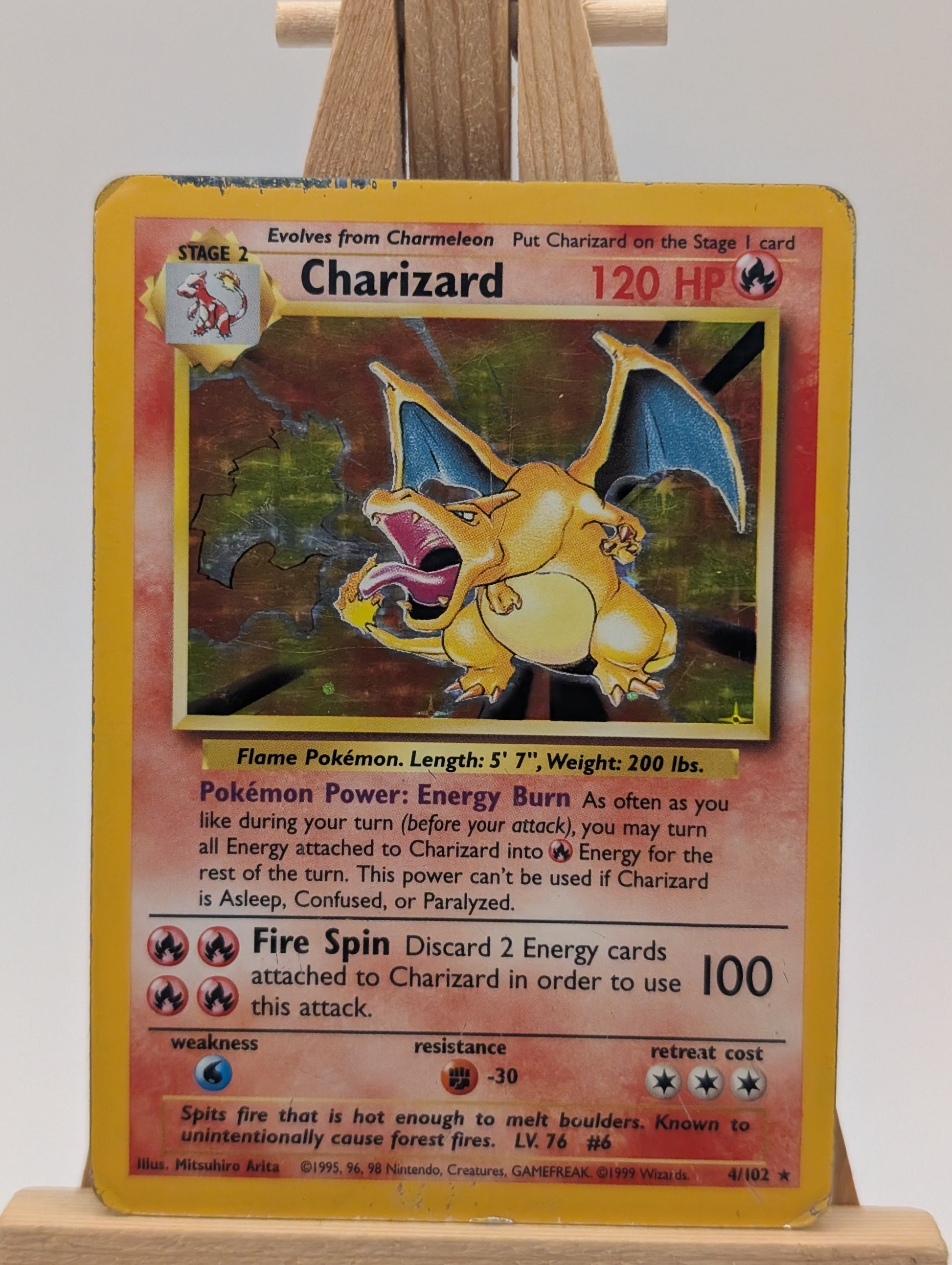 Pokémon Base Set Charizard Holo Card 4/102 FRENLY BRICKS - Open 7 Days