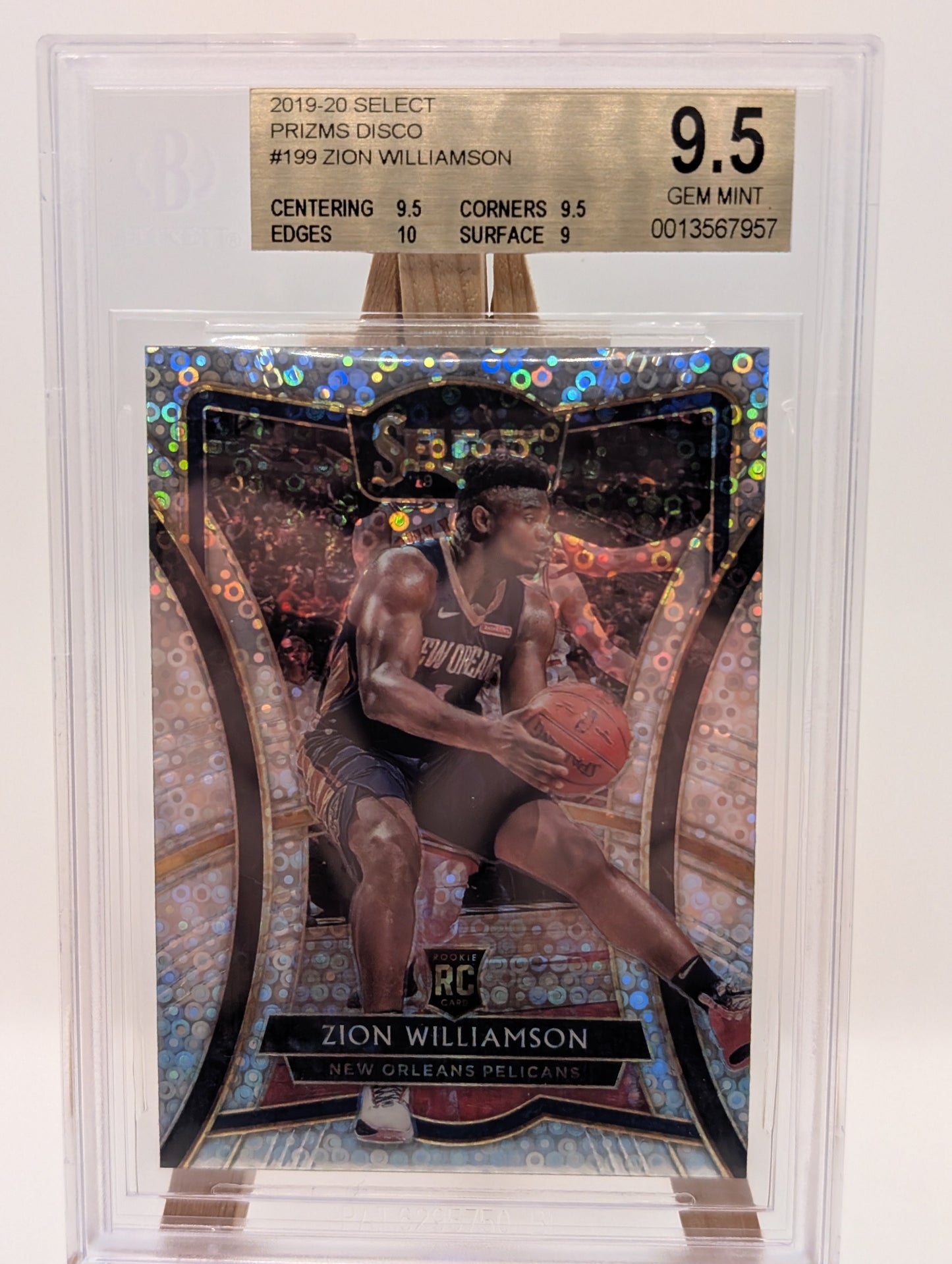 2019 Zion Williamson Panini Select Silver Disco Prizm Premier RC BGS 9.5 FRENLY BRICKS - Open 7 Days
