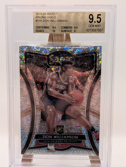 2019 Zion Williamson Panini Select Silver Disco Prizm Premier RC BGS 9.5 FRENLY BRICKS - Open 7 Days