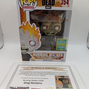 Funko Pop The Walking Dead - Burning Walker #354 Signed COA Greg Nicotero FRENLY BRICKS - Open 7 Days