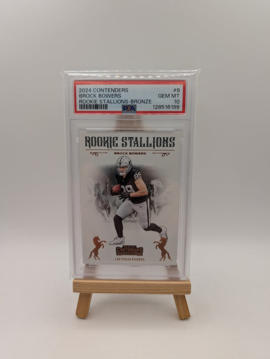 Brock Bowers RC 24 Panini Contenders Rookie Stallions #8 Bronze PSA 10 FRENLY BRICKS - Open 7 Days