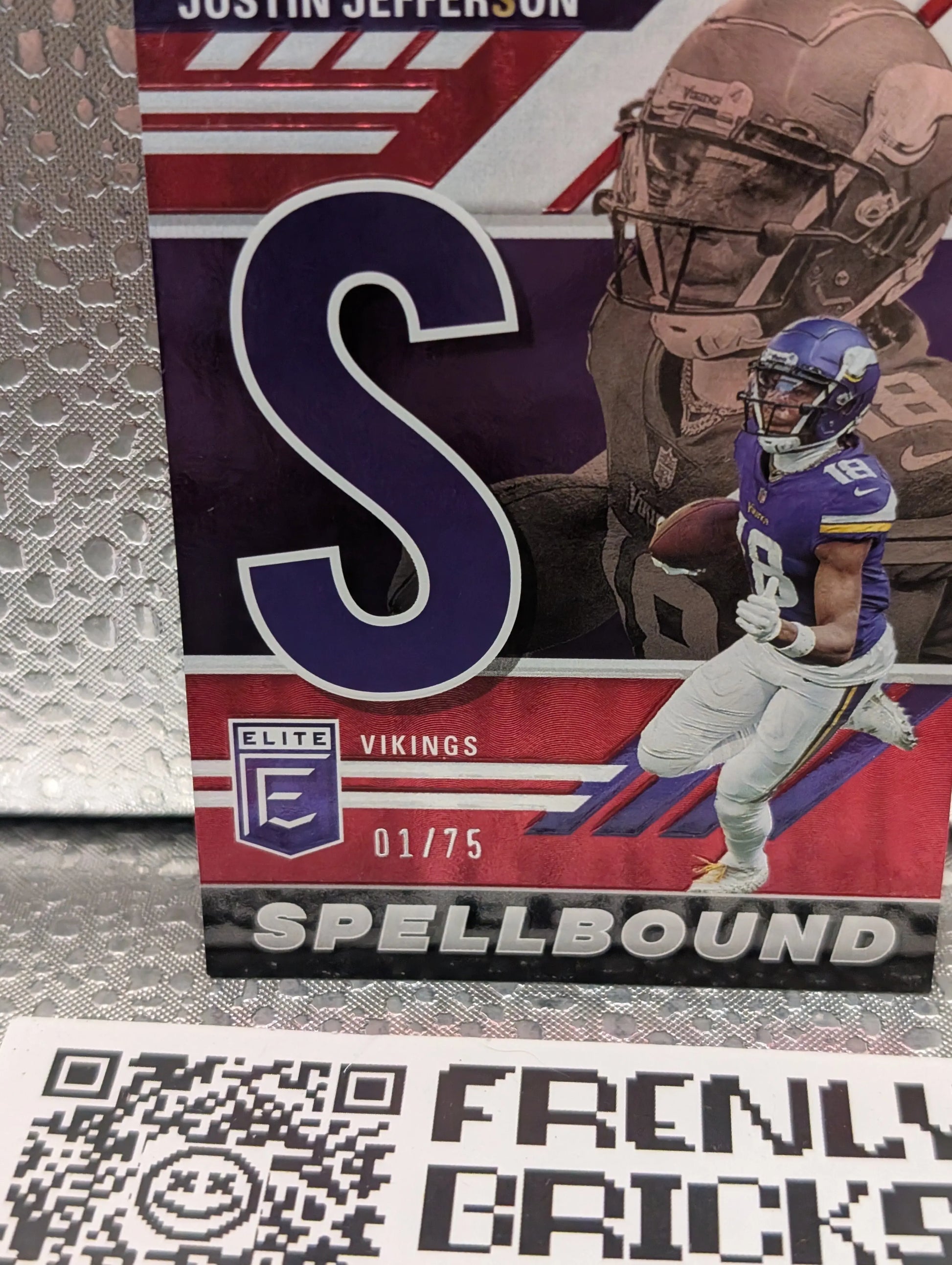 2023 Panini Elite Football SB-JJ1 Justin Jefferson Spellbounf Red 1/75 Letter J FRENLY BRICKS - Open 7 Days