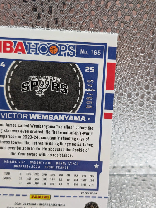 24/25 NBA-Hoops Victor Wembanyama Purple Numbered /249 NO.165 FRENLY BRICKS - Open 7 Days