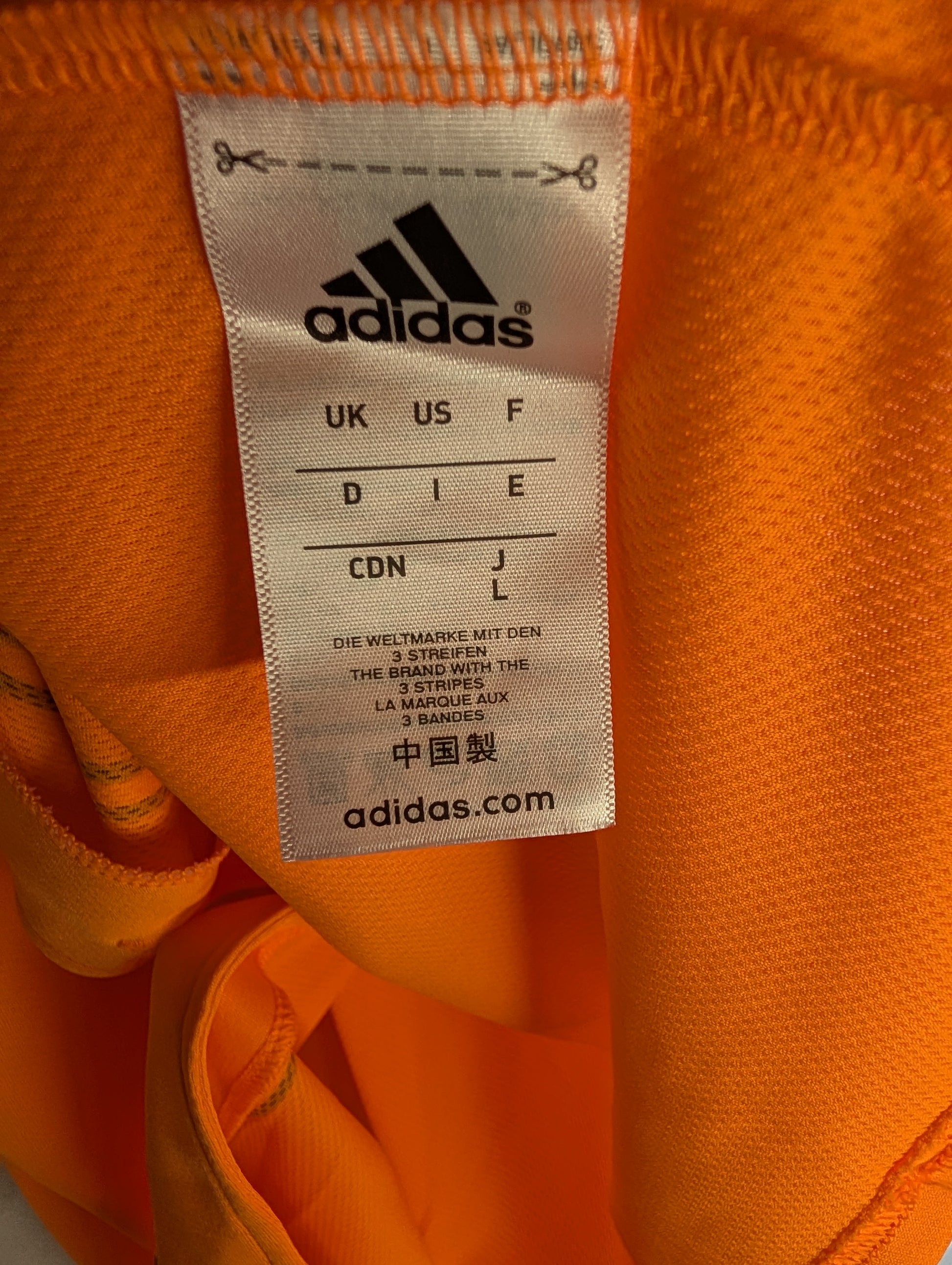 Nippon Baseball Adidas Yohiuri Giants Orange Blank Jersey Large