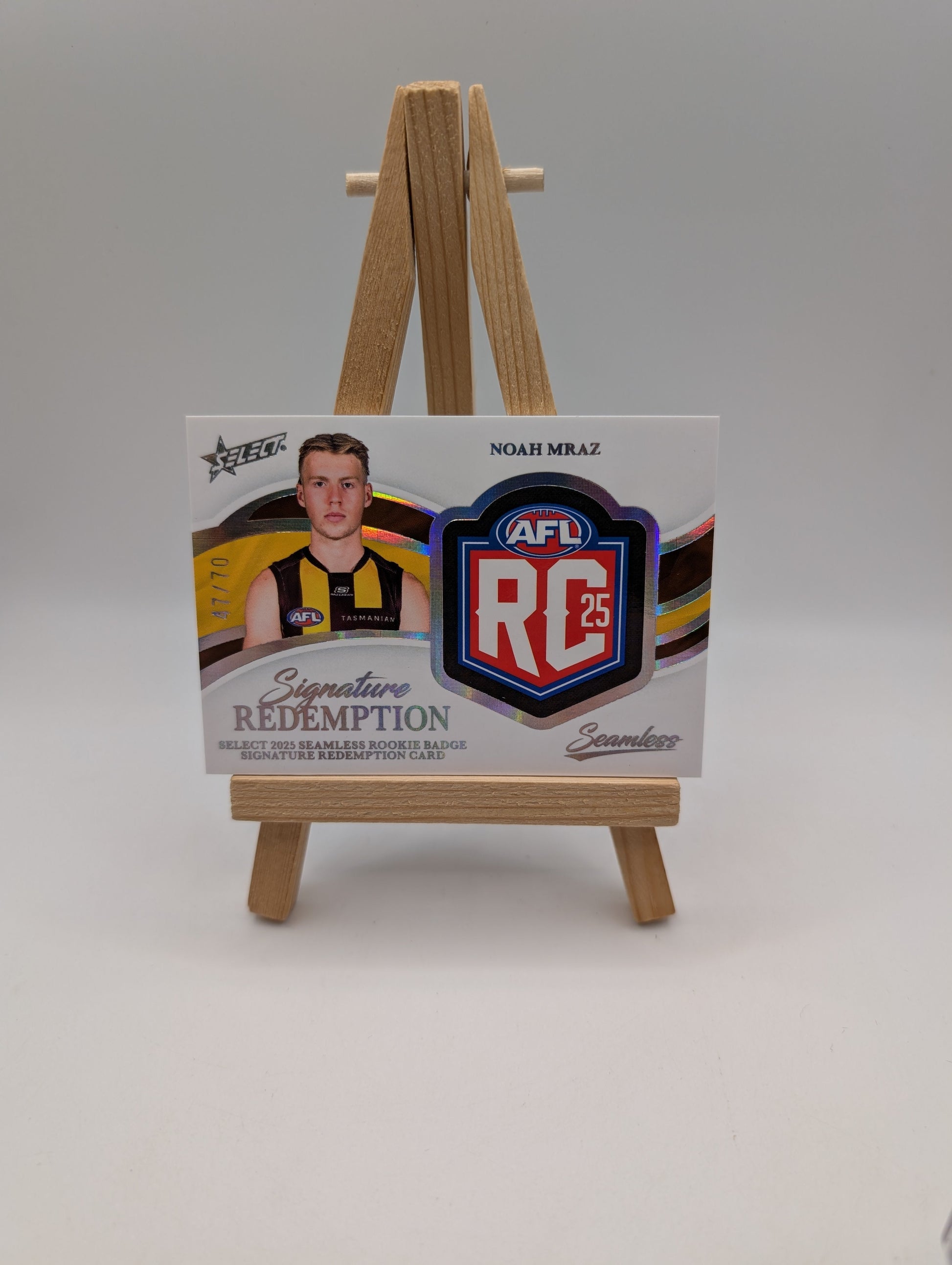 Noah Mraz Rookie Badge Signature Redemption Seamless AFL Select  /70 FRENLY BRICKS - Open 7 Days