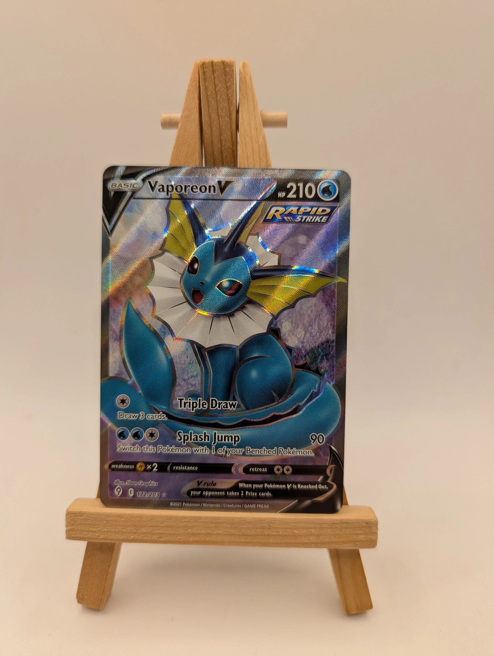 Pokémon TCG Vaporeon V Evolving Skies 172/203 Holo Ultra Rare FRENLY BRICKS - Open 7 Days image 1