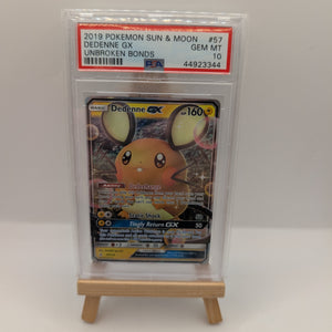 2019 Pokemon SM Unbroken Bonds Dedenne Holo #57/214 PSA 10 FRENLY BRICKS - Open 7 Days