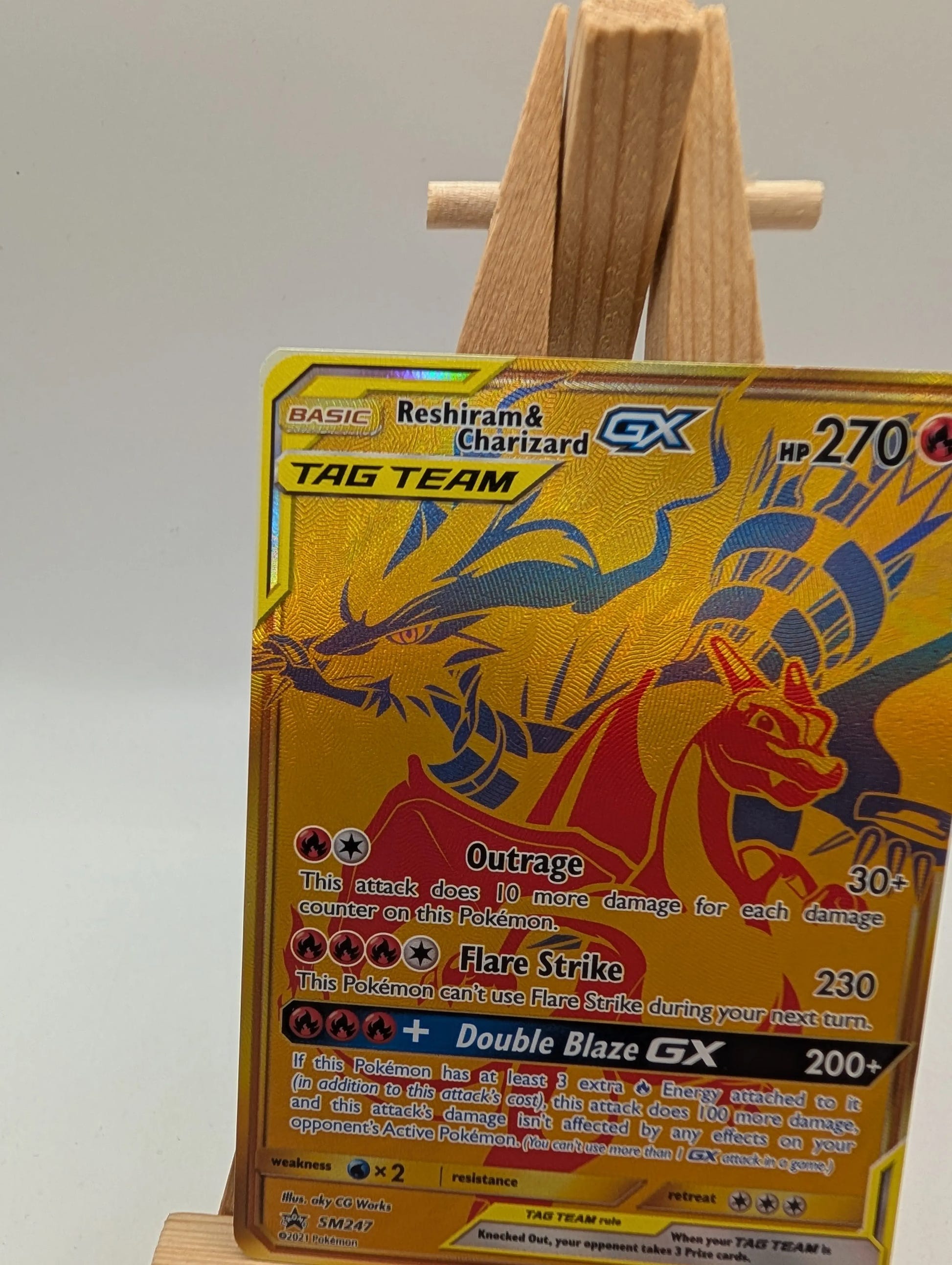 Reshiram & Charizard GX - Pokemon Tag Team Black Star Promo FA GOLD #SM247 FRENLY BRICKS - Open 7 Days image 3