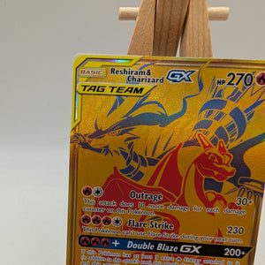 Reshiram & Charizard GX - Pokemon Tag Team Black Star Promo FA GOLD #SM247 FRENLY BRICKS - Open 7 Days