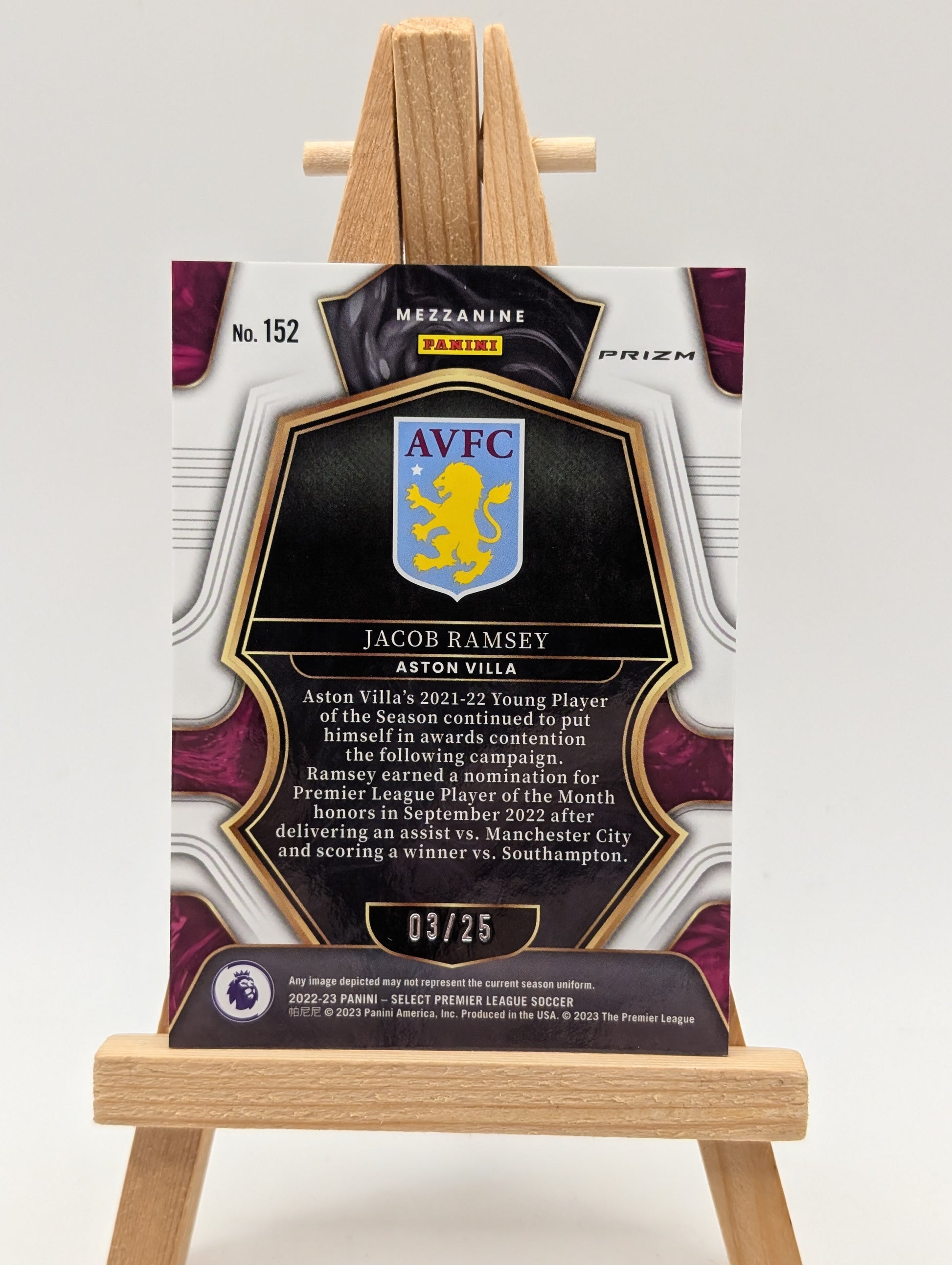 Jacob Ramsey 2022 Prizm Premier League #282 /25 Zebra