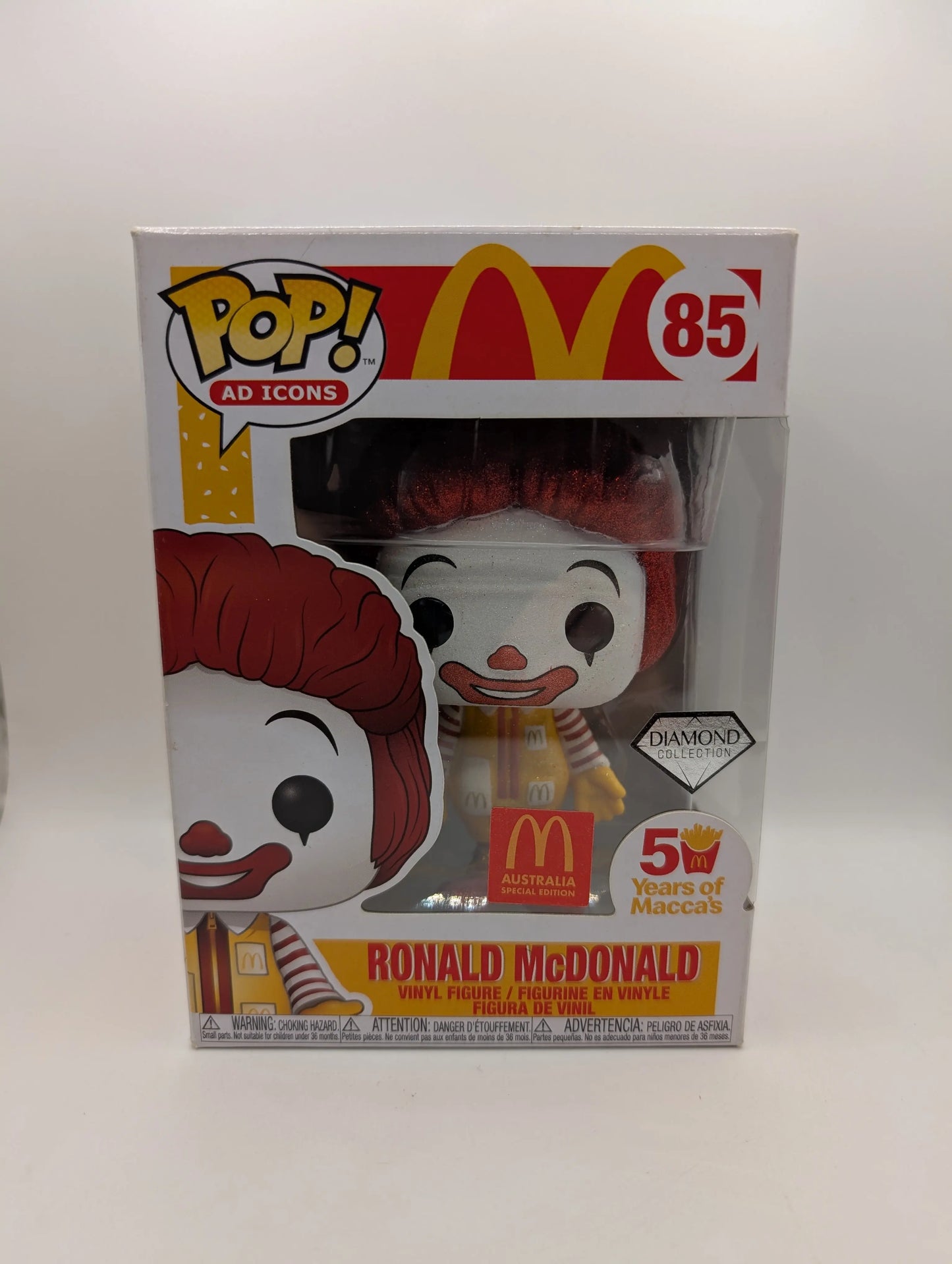 FUNKO POP RONALD McDONALD * Diamond * Glitter  - AUSTRALIA 50 Years #85 FRENLY BRICKS - Open 7 Days