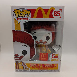 FUNKO POP RONALD McDONALD * Diamond * Glitter  - AUSTRALIA 50 Years #85 FRENLY BRICKS - Open 7 Days