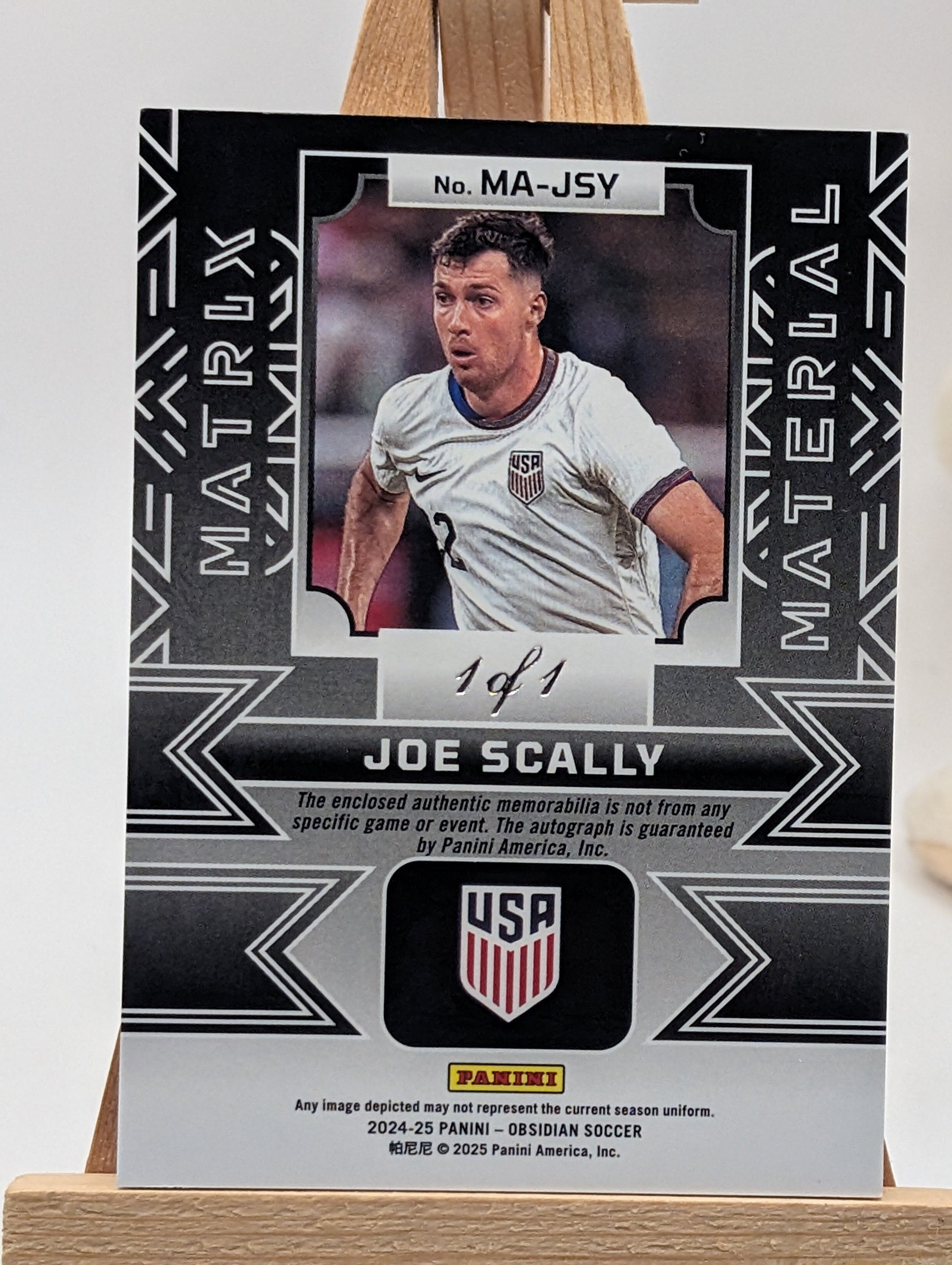 2024-25 Panini Obsidian Soccer JOE SCALLY 1/1 One of One Auto Patch USA US FRENLY BRICKS - Open 7 Days