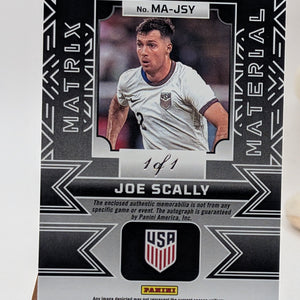 2024-25 Panini Obsidian Soccer JOE SCALLY 1/1 One of One Auto Patch USA US FRENLY BRICKS - Open 7 Days