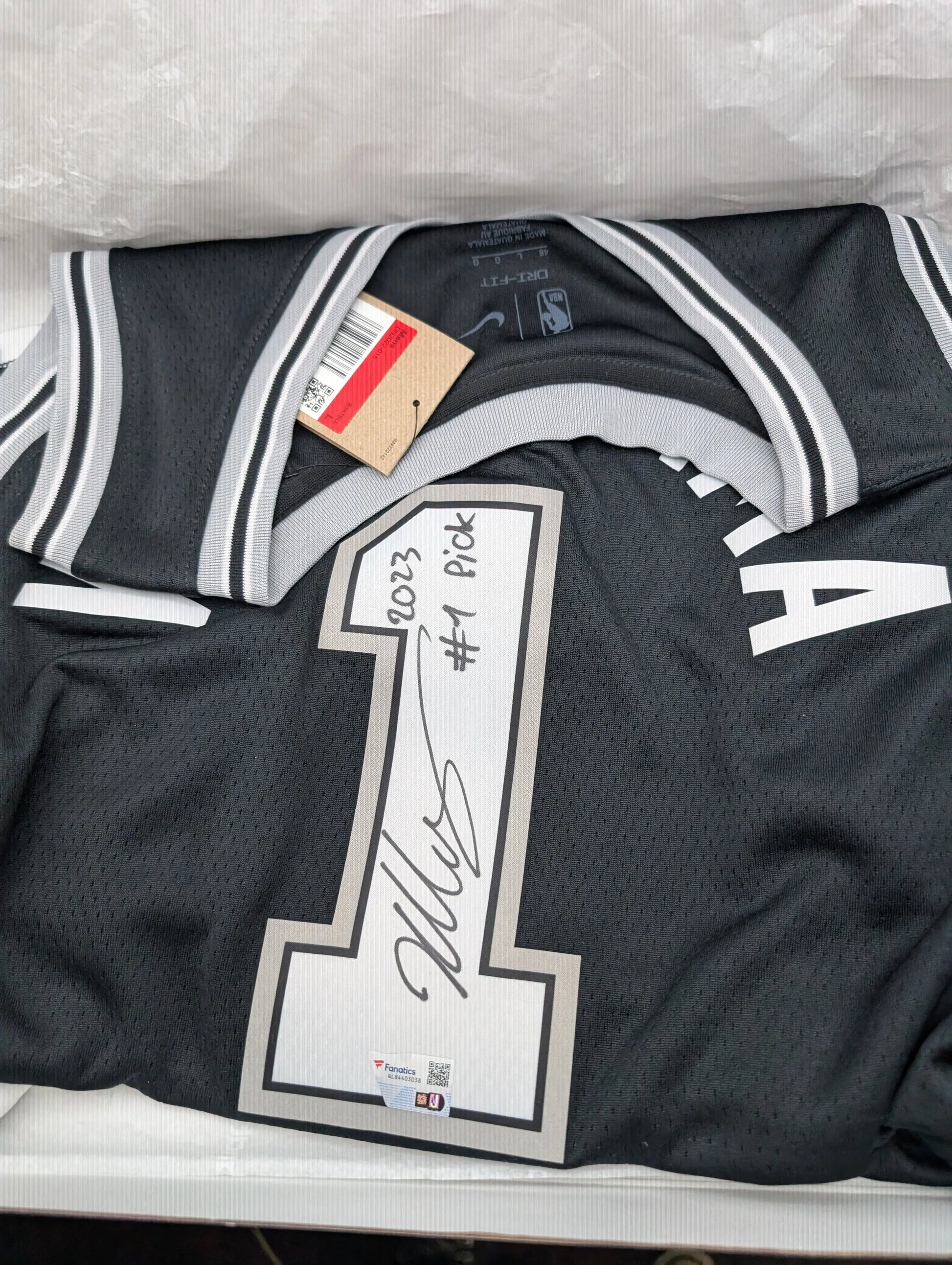 Victor Wembanyama Signed Nike Icon Jersey with 2023 #1 Pick Inscription Fanatics FRENLY BRICKS - Open 7 Days