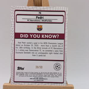 2021-22 Topps Merlin Collection Chrome UCL Gold Refractor /50 Pedri #75