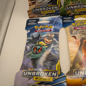 Art Set of 4 Blister Sealed Booster Packs: Pokemon SM unbroken Bonds Cards ENG FRENLY BRICKS - Open 7 Days