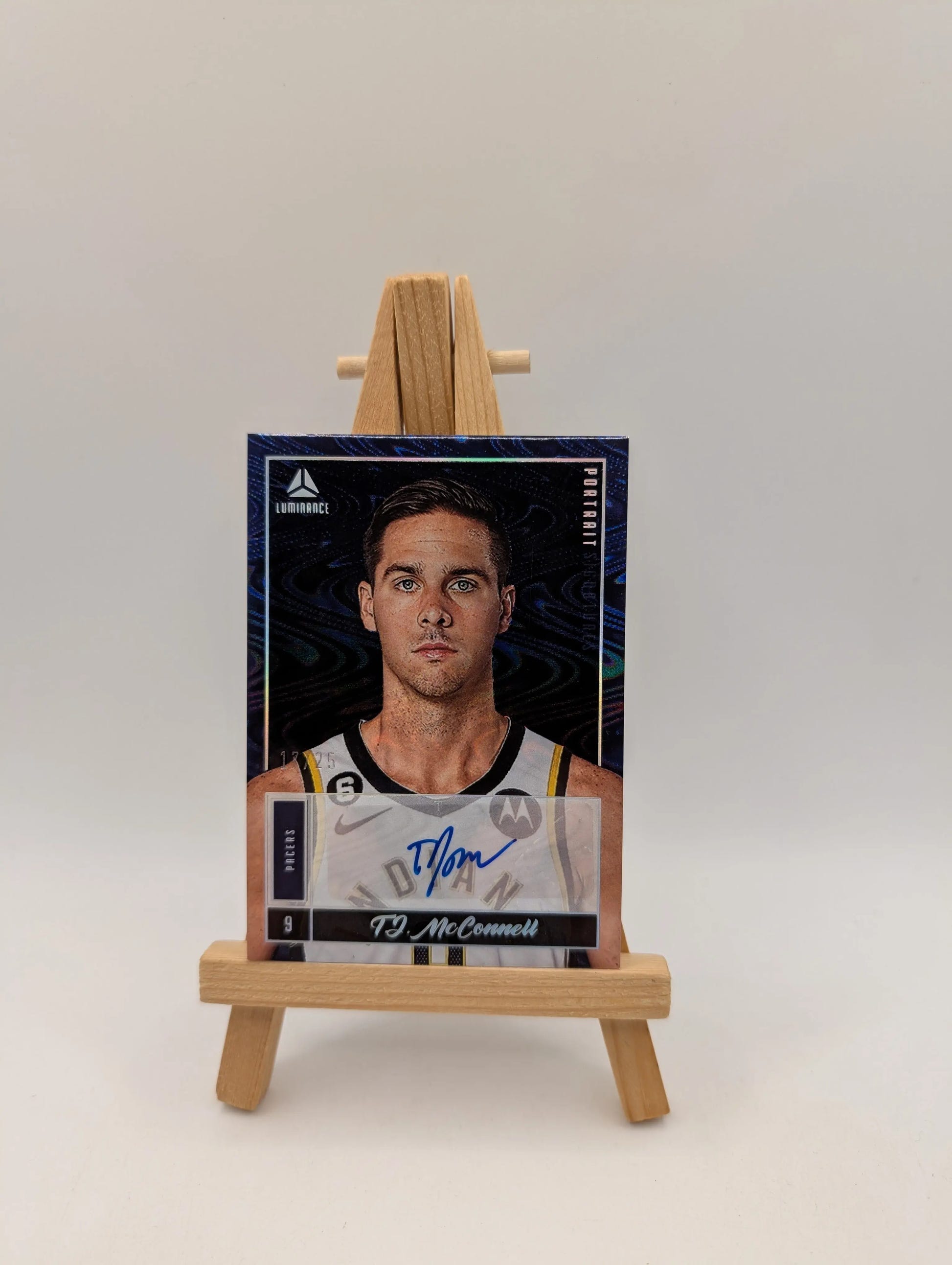 2022-23 Panini Chronicles Luminance TJ McConnell /25 Auto Portrait FRENLY BRICKS - Open 7 Days image 1