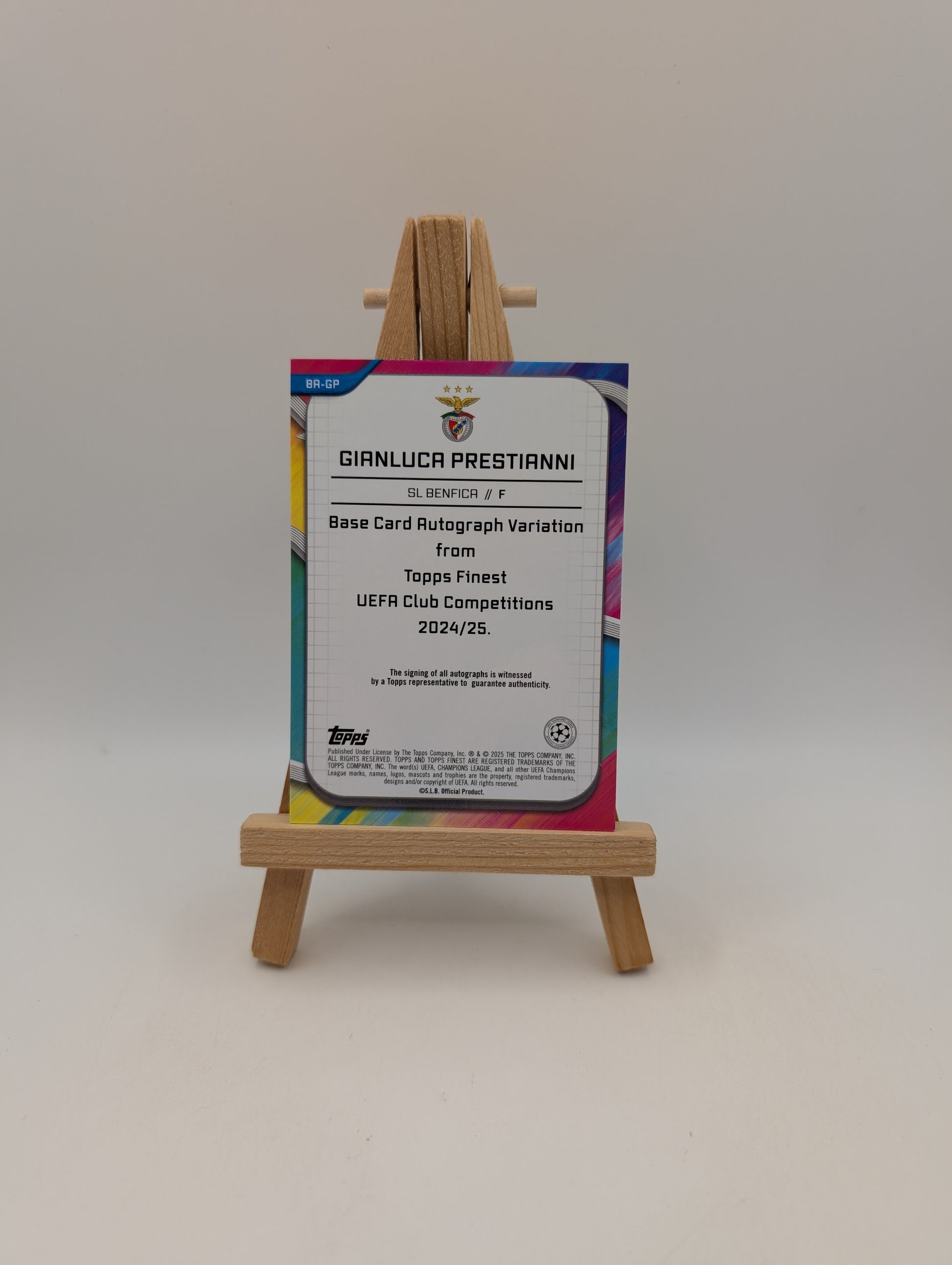 /50 Gianluca Prestianni 2024/25 Topps Finest UEFA Soccer RC Gold Ref. Auto