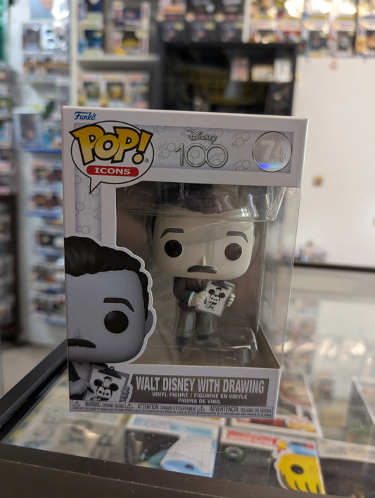 Disney 100th - Walt Disney with drawing Pop! Vinyl Funko #74 FRENLY BRICKS - Open 7 Days