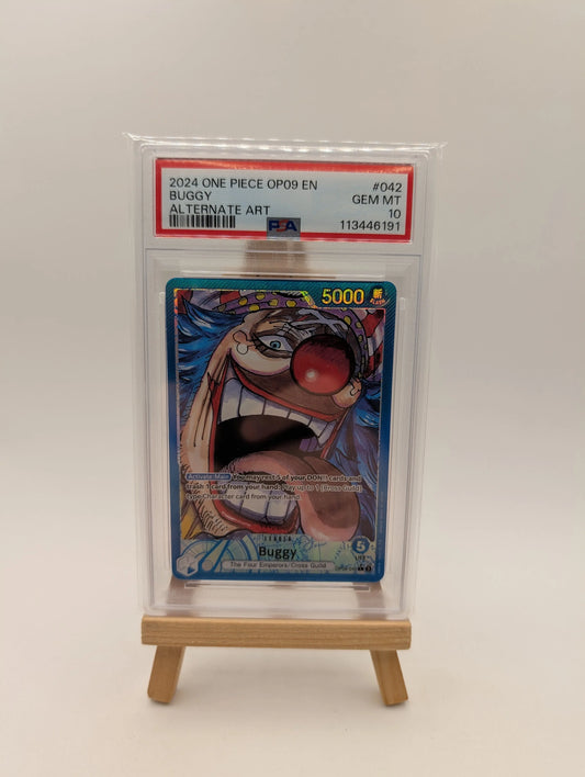 PSA 10 – 2024 ONE PIECE OP09-EMPERORS IN THE NEW WORLD 042 BUGGY ALT ART (EN) FRENLY BRICKS - Open 7 Days
