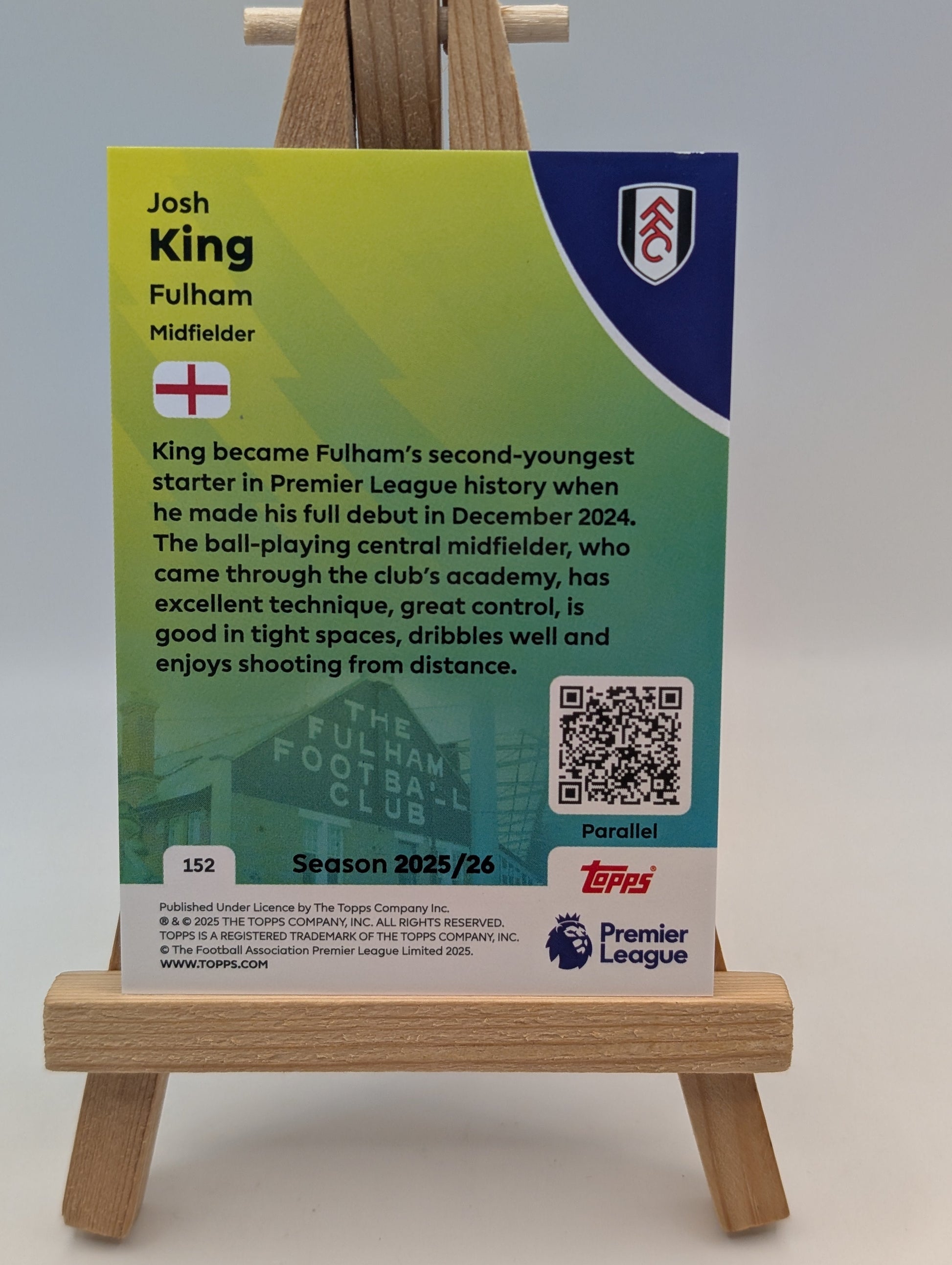 2025-26 Topps Premier League Josh King Rookie Card Gold /50 FRENLY BRICKS - Open 7 Days