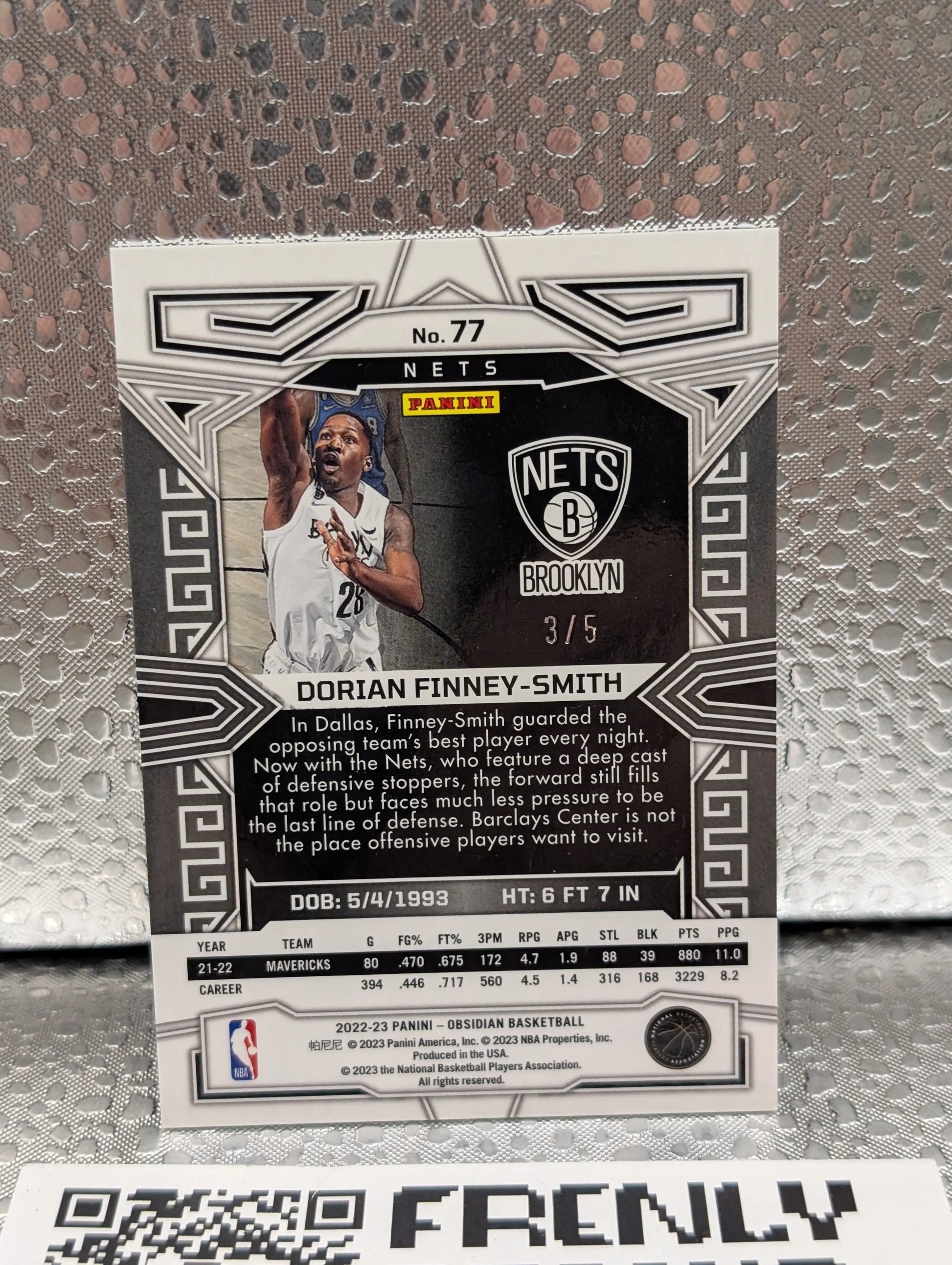 2022-23 Panini Obsidian Electric Etch Red /5 Dorian Finney-Smith #77 Nets SP FRENLY BRICKS - Open 7 Days