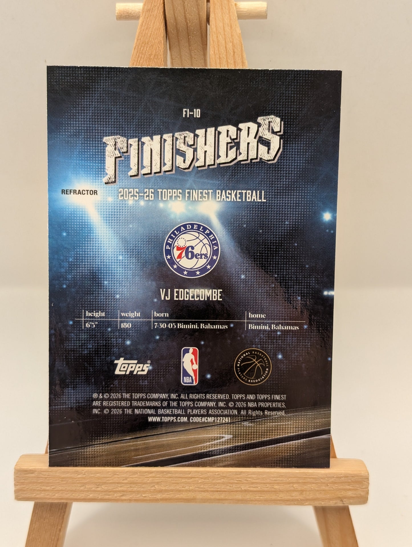 2025-26 Topps Finest - Finishers Refractor Rookie #FI-10 VJ Edgecombe RC FRENLY BRICKS - Open 7 Days