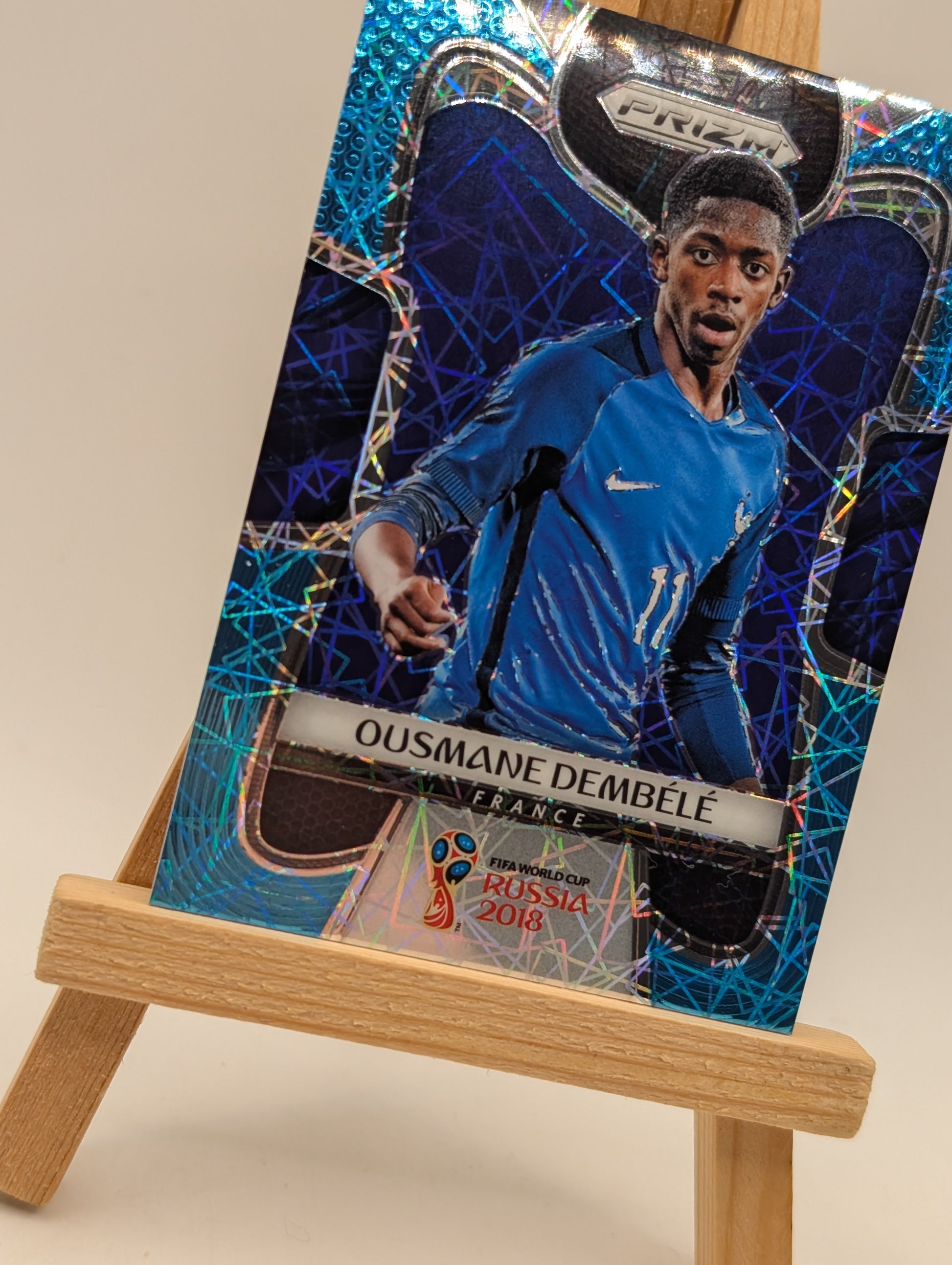 2018 Panini Prizm World Cup #85 Ousmane Dembele Light Blue Lazer #/125 France