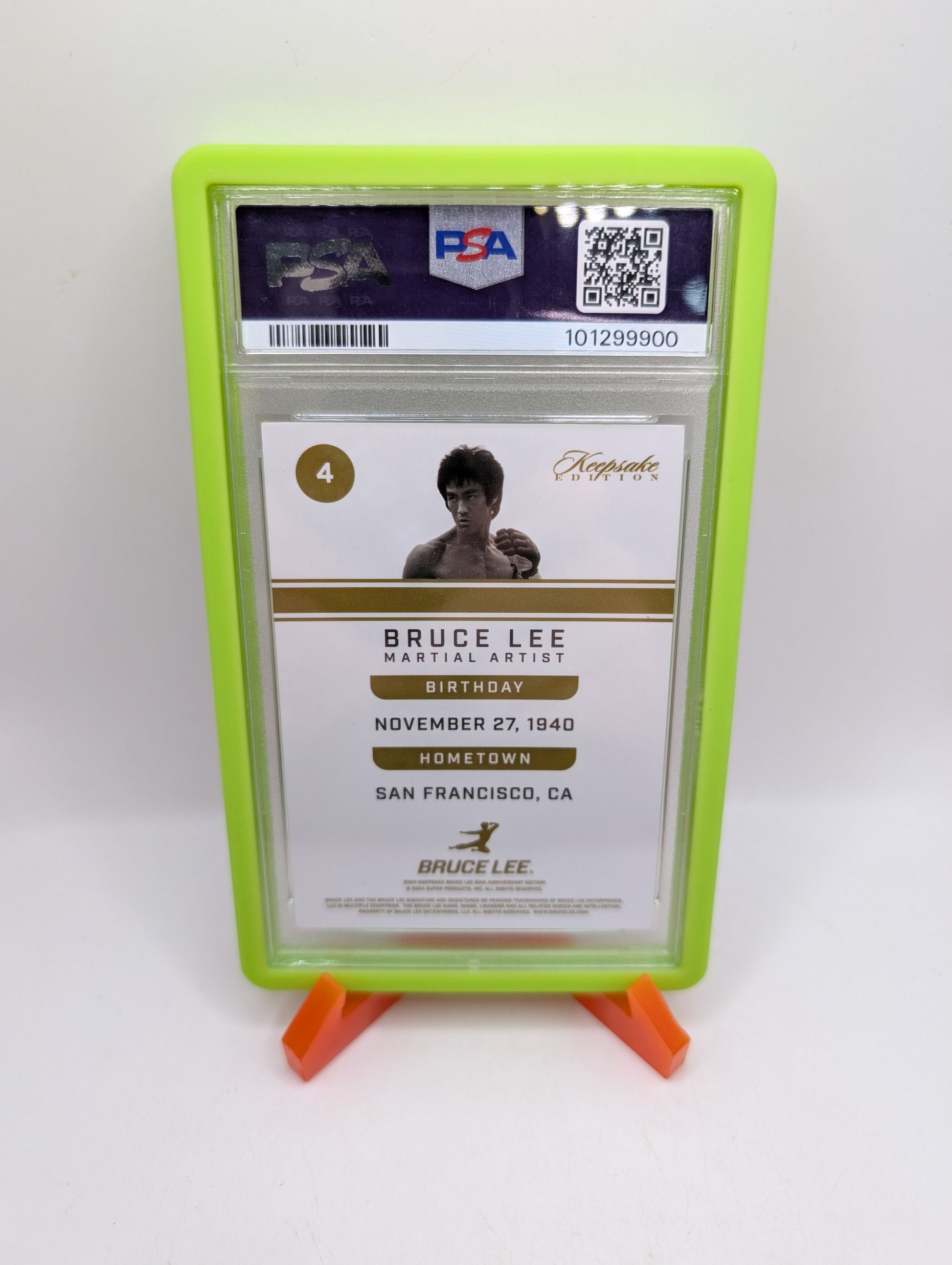 2024 Keepsake Edition Bruce Lee base GREEN parallel card #4 110/150 PSA 8 FRENLY BRICKS - Open 7 Days