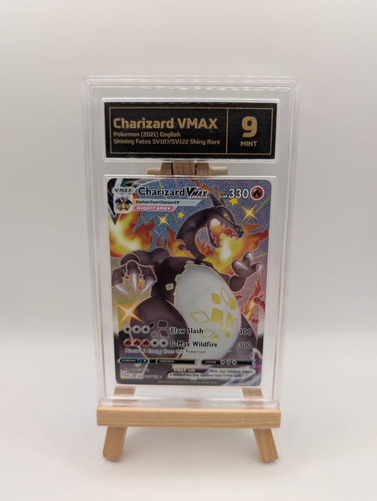 Charizard VMAX SV107/SV122 2021 Shiny Pokémon TCG Shining Fates Graded 9 FRENLY BRICKS - Open 7 Days