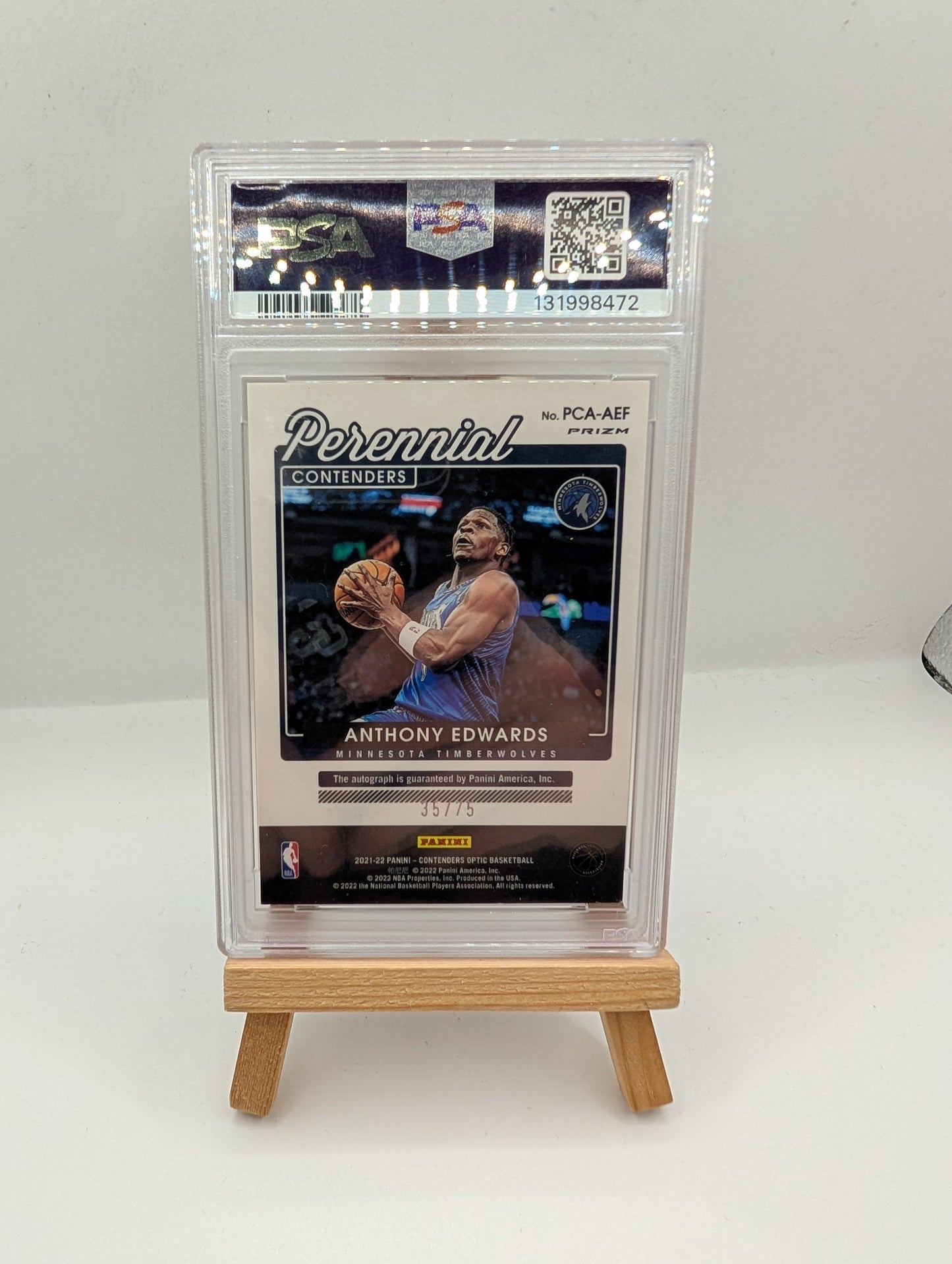 2021-22 Contenders Optic Perennial Contenders Autograph Blue Anthony Edwards /75 PSA 8 FRENLY BRICKS - Open 7 Days